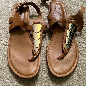 EuroSoft Tan Sandals with Gold Details